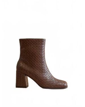 Oasis Society Demi Woven Block Heel Boot - Brown