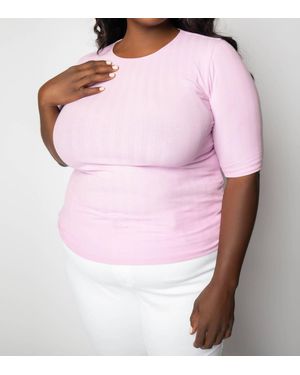 Vince Elbow Sleeve Crew Neck T-Shirt - Pink