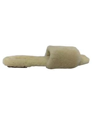 Aeyde Anna Shearling Slides - Green