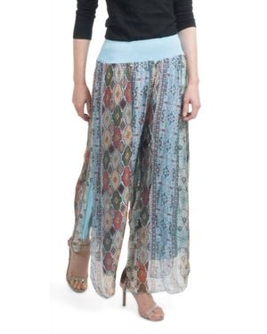 Gigi Moda Jasmin Geometric Flower Slit Pant - Blue
