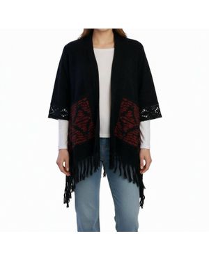 M.Rena Oversized Open Front Cardigan - Black