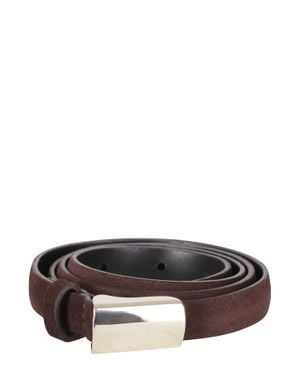 Orciani Bordeaux Peach Oro Peach Suede Belt - Gray