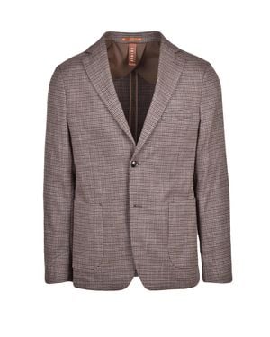 Sseinse Checkered Unlined Polyester-Blend Round Jacket - Brown