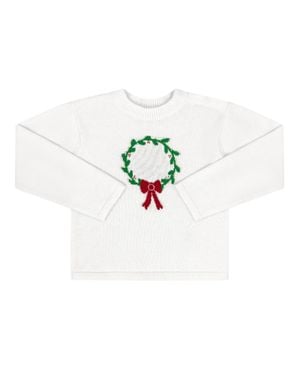 Lullaby Set Girl's Cozy Up Wreath Sweater - White
