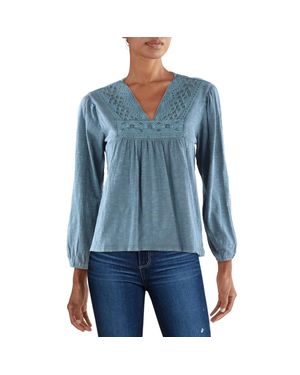 lucky brand eyelet peasant top