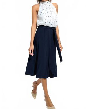Joseph Ribkoff Polka Dot Blouson Midi Dress - Blue