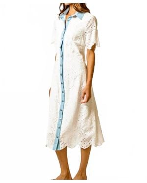 Lalavon Paola Button-Down Midi Dress - White