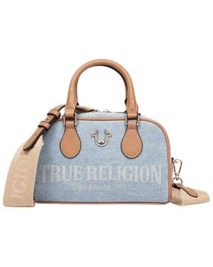 TRUE RELIGION Denim Logo Mini Satchel Crossbody Bag - Blue