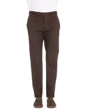 Tagliatore Newbros Cotton Satin Pants - Brown