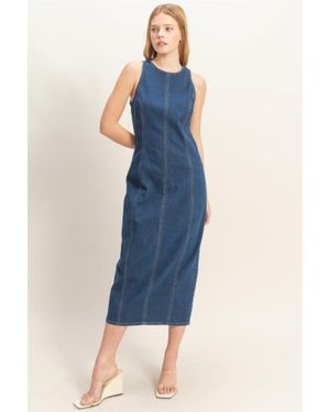 TRUEDAMES Sleeveless Denim Midi Dress - Blue