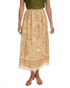 Exquise Printed Midi Skirt - Natural