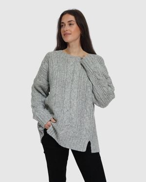 Belle & Bloom Perfect Me Oversized Crew Sweater - Gray