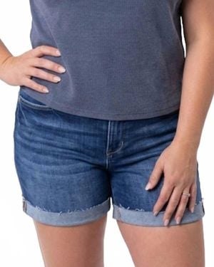 Risen High Rise Cuffed Shorts - Blue