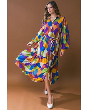 TRUEDAMES Remarkable Flair Woven Midi Dress - Blue