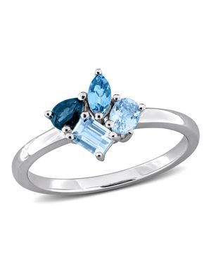 Mimi & Max Multi-Gem Cluster Ring Sterling - Blue