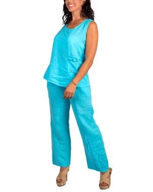 Gigi Moda Palermo Linen Wide Leg Pants - Blue