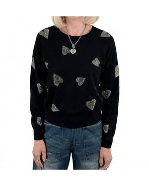J. Society Glitter Heart Crew Sweater - Black