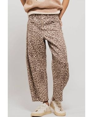 Urban Daizy Leopard Print Barrel Jeans - Natural