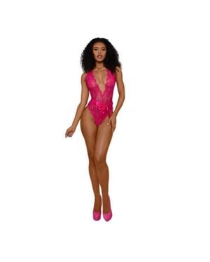 Dreamgirl Tiana Lace Teddy With Satin Tie - Red