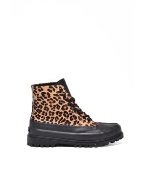 Superga Calfhair Lace-Up Boots - White
