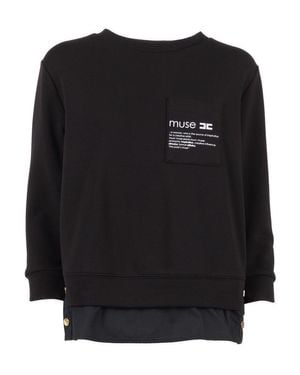Elisabetta Franchi Layered Cotton Blend Top With Accents - Black