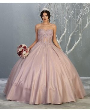 TRUEDAMES Strapless Lace Bodice Quinceanera Ball Gown - Multicolor