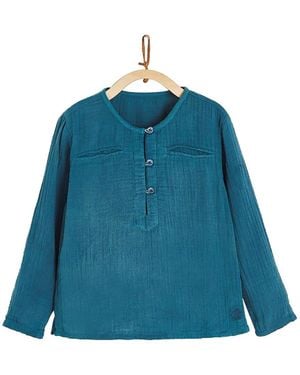 Babycottons Paradise Mandarin Collar Shirt - Blue