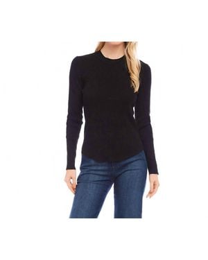Karen Kane Ribbed Crewneck Sweater - Black