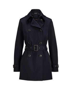 Ralph Lauren Double-Breasted Trench Coat With Logo in Blue