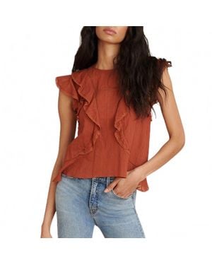 Veronica Beard Aira Ruffle Top - Red