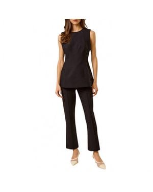 Lalavon Trouser Pants With Side Slit And Button - Black
