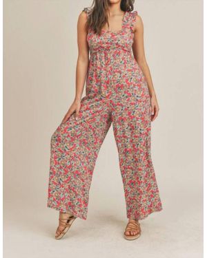 ..,merci Floral Jumpsuit - Pink