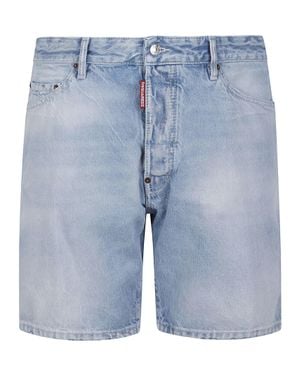 DSquared² Light-Washed Marine Cotton Denim Shorts - Blue