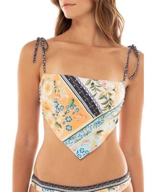 Agua Bendita Daicy Jardim Bikini Swimsuit Bandeau Top - Black
