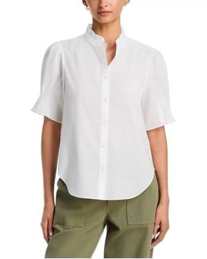 Rag & Bone Dakota Short Sleeves With Pin-Tuck Shirt - White