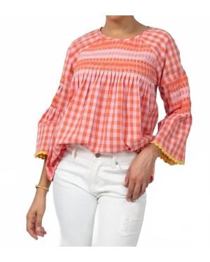 Ivy Jane Checked & Tucked Top - Red