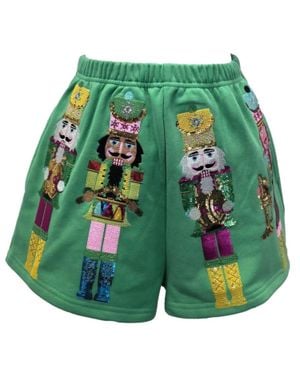 Queen Of Sparkles Nutcracker Band Shorts - Green