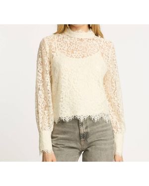 Caballero Serena Long Sleeve Lace Top - Natural