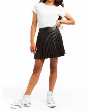 Tractr Pleather Pleaded Skirt - Black