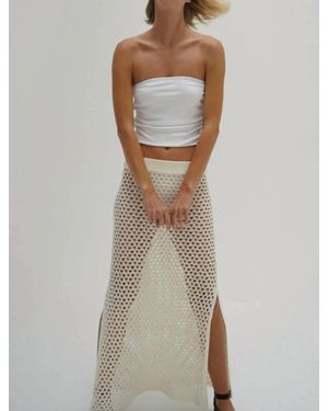 LNA Holly Ribbed Strapless Top - Natural