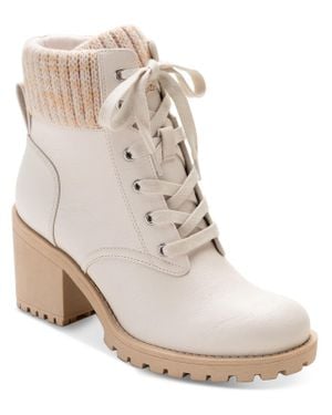 Sun & Stone Romina Knit Combat & Lace-Up Boots - Black