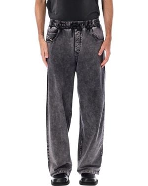 DIESEL Relaxed Fit Drawstring Denim Pants - Black