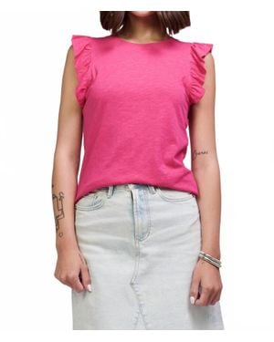 Another Love Akiko Ruffle Cap Sleeves Top - Pink