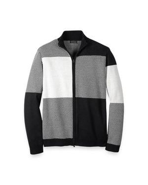 Paul Fredrick Cotton Full Zip Mock Neck Sweater - Black