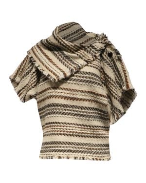 Isabel Marant Ilianie Striped Tweed Short-Sleeve Top - Metallic