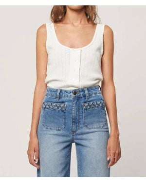 Rolla's Paloma Button Pointelle Tank - Blue