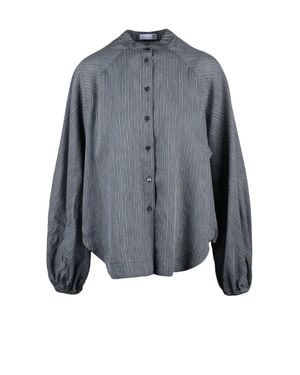 Douuod Sky Viscose Linen Silk Shirt - Blue