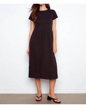 Charlie b Short Sleeve Crew Neck Long Dress - Black