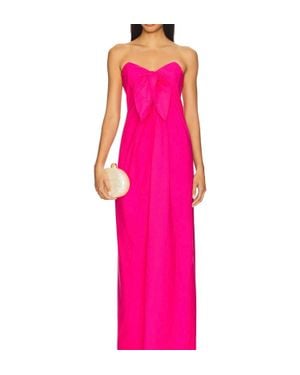 Caroline Constas Kaia Tie Front Strapless Column Gown - Pink