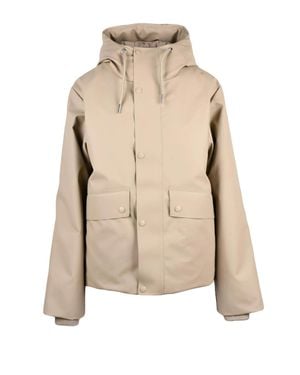 Rains Rubberized Polyester Waterproof Short Parka - Natural